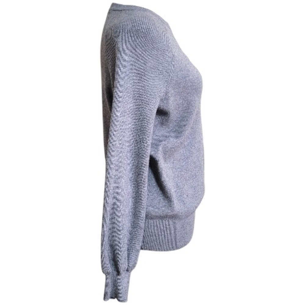Anthropologie Grey Mary Knit Pullover Sweater, M, Crew Neck W/ V-Cutout - Picture 6 of 11